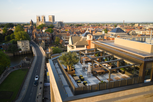Arial shot of Sora restaurant in York